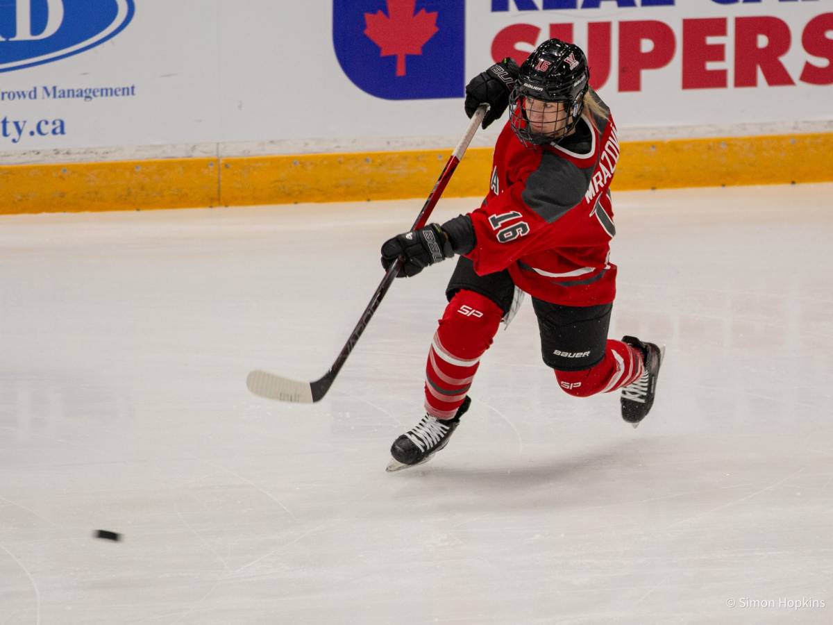 Mrazova takes a shot.