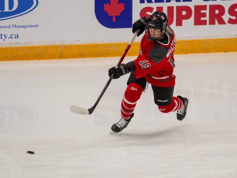 Mrazova takes a shot.