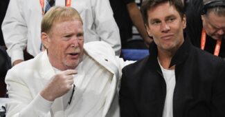 Mark Davis and Tom Brady at the 2023 WNBA Finals.
