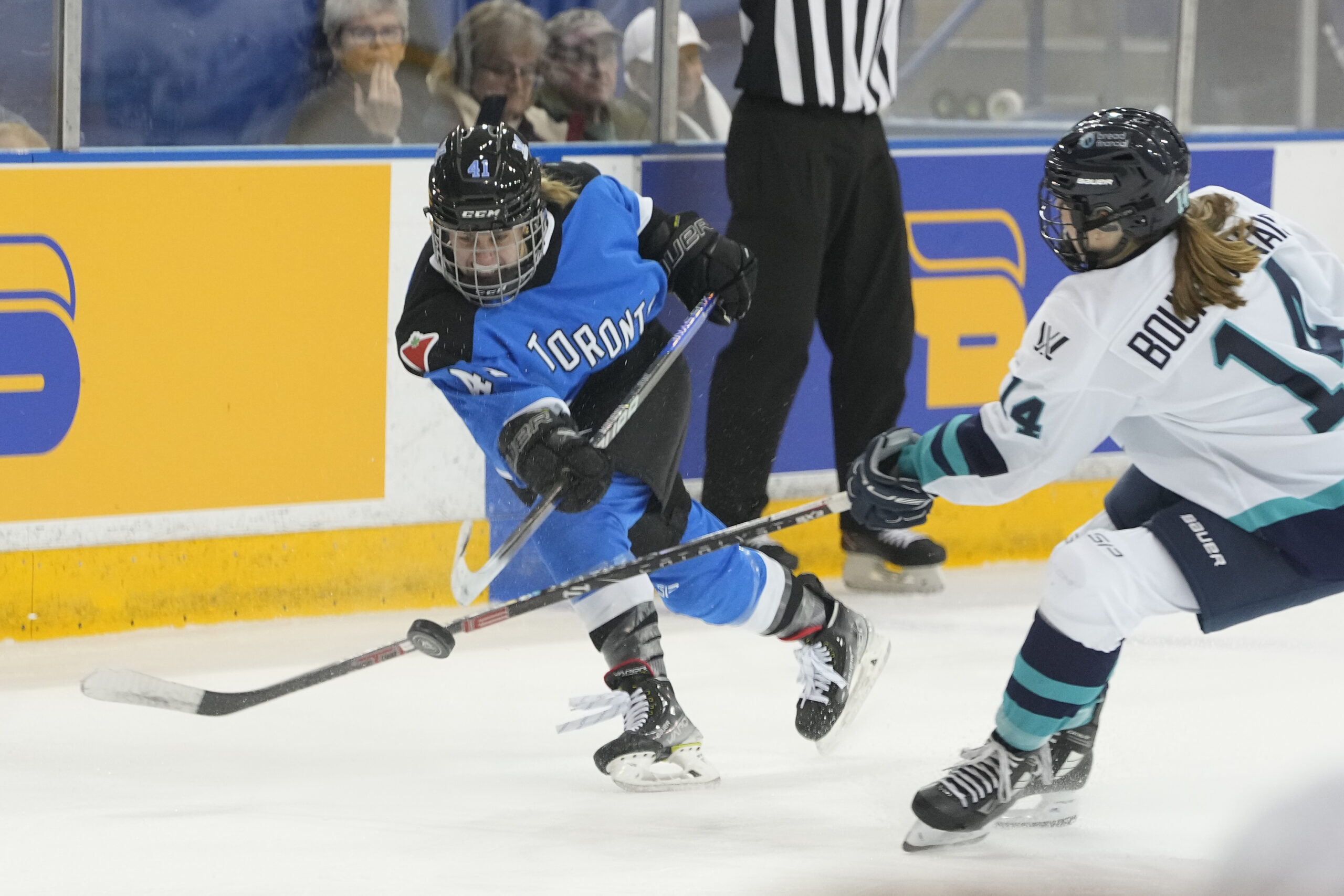Toronto forward Brittany Howard handles the puck