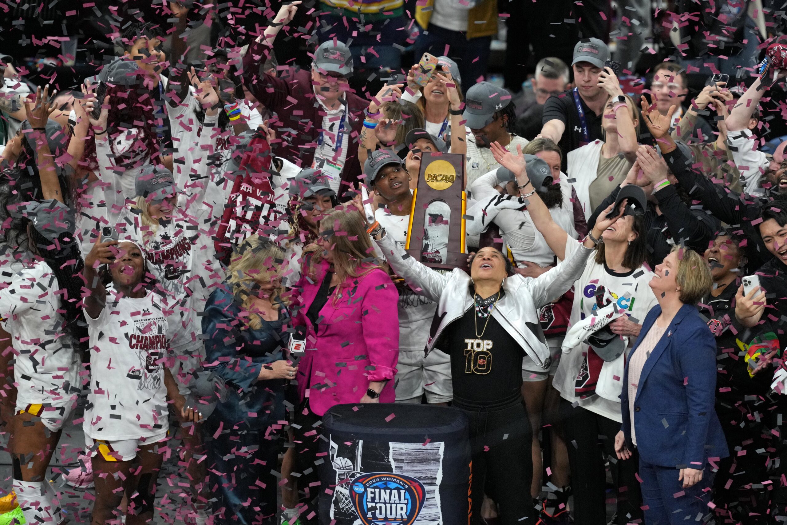 South Carolina celebrates after winning NCAA tournament