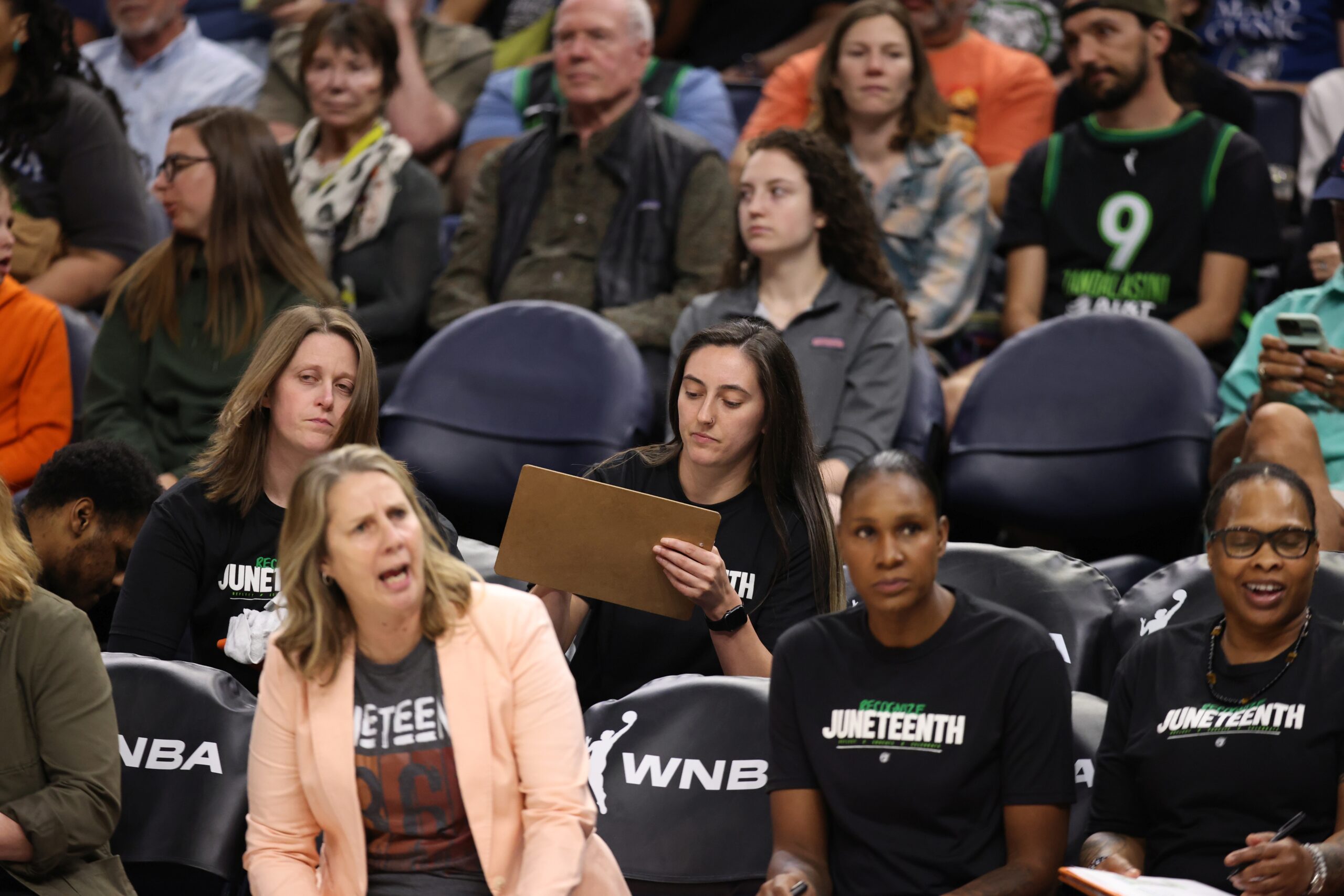 Madison Schiller (center) during Minnesota Lynx vs Atlanta Dream game, on June 19, 2024, at Target Center in Minneapolis, Minnesota.