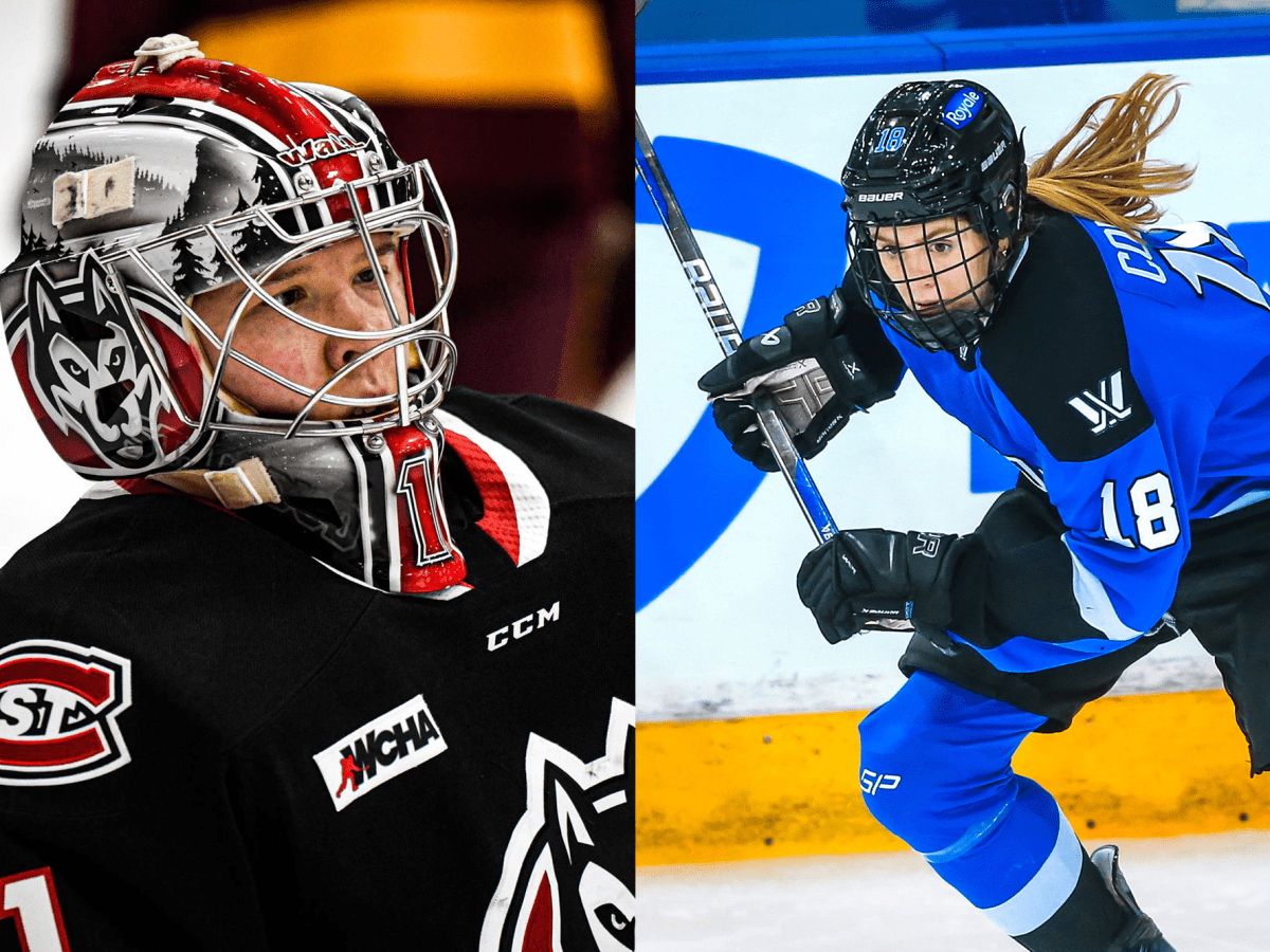 Sanni Ahola (left) and Jesse Compher (right). Photo Cred: St. Cloud State Atheltics & PWHL