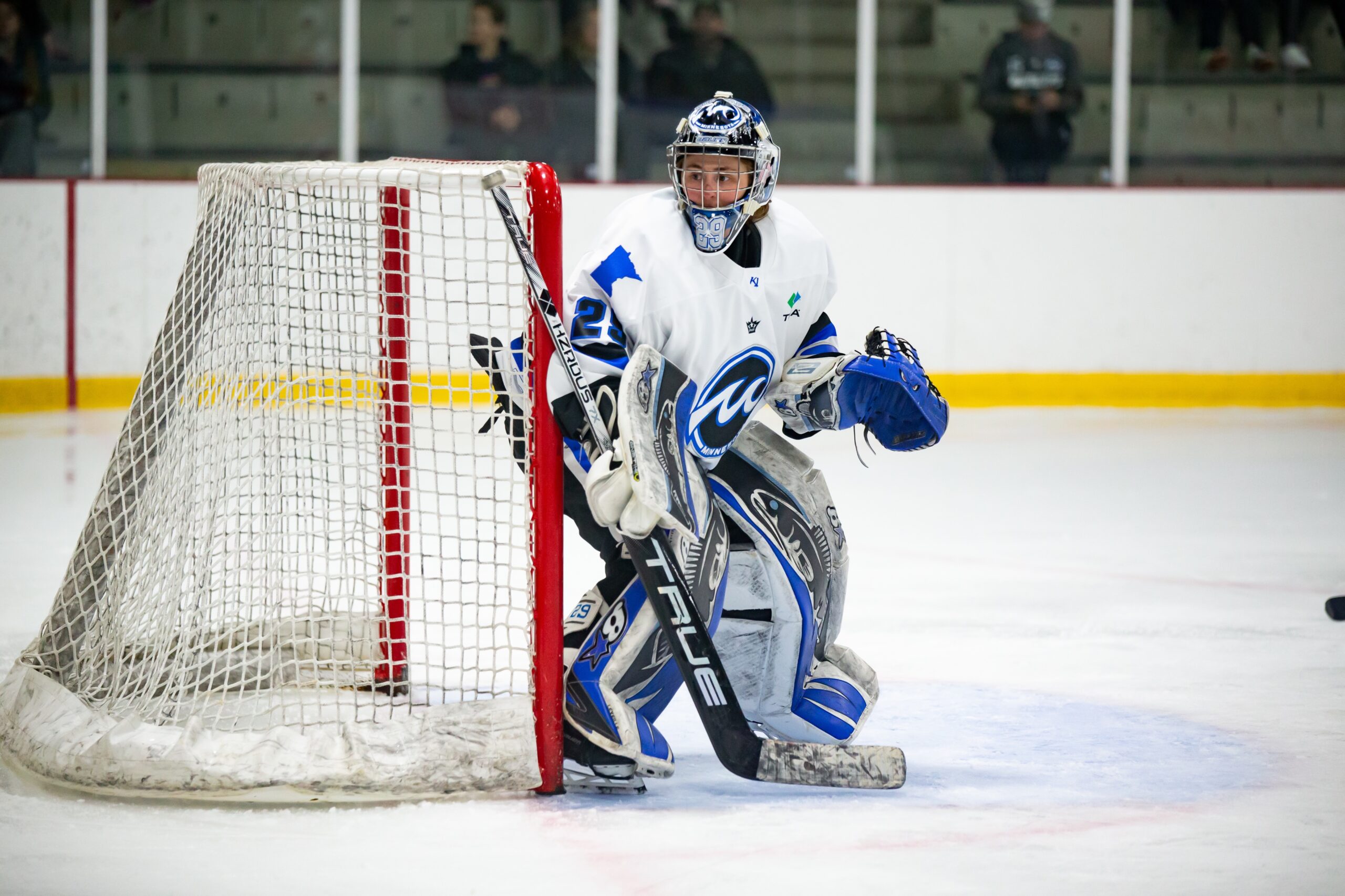 Amanda Leveille is goalkeeping in a Minnesota Whitecaps uniform