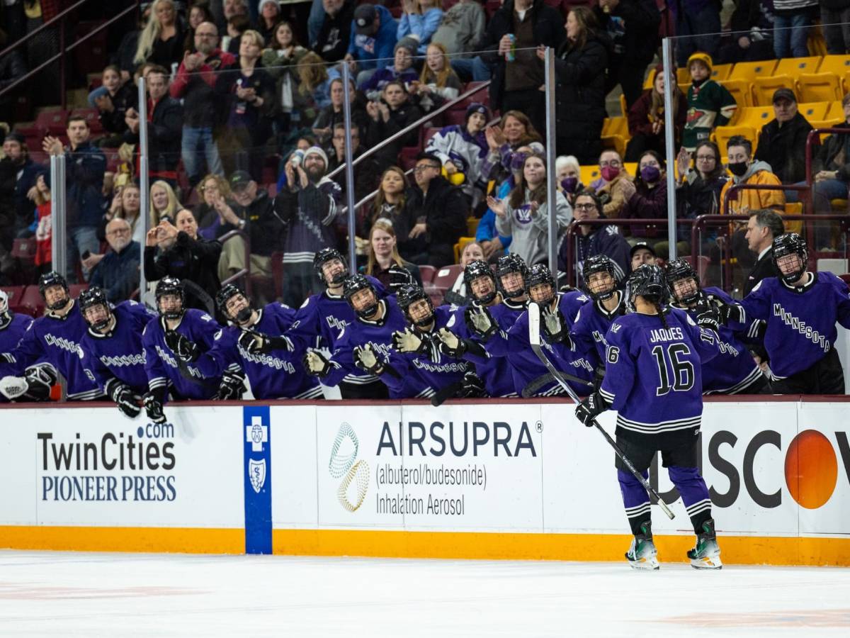 Sophie Jaques after scoring her first career PWHL goal