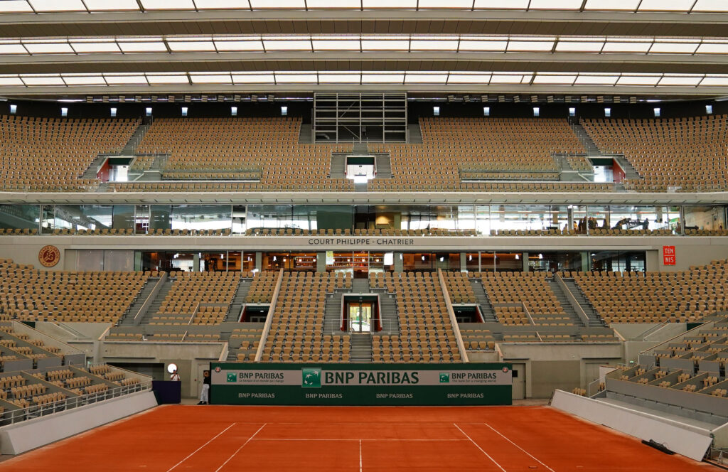 A view of Court Philippe-Chatrier in Paris, site of the Olympic Games