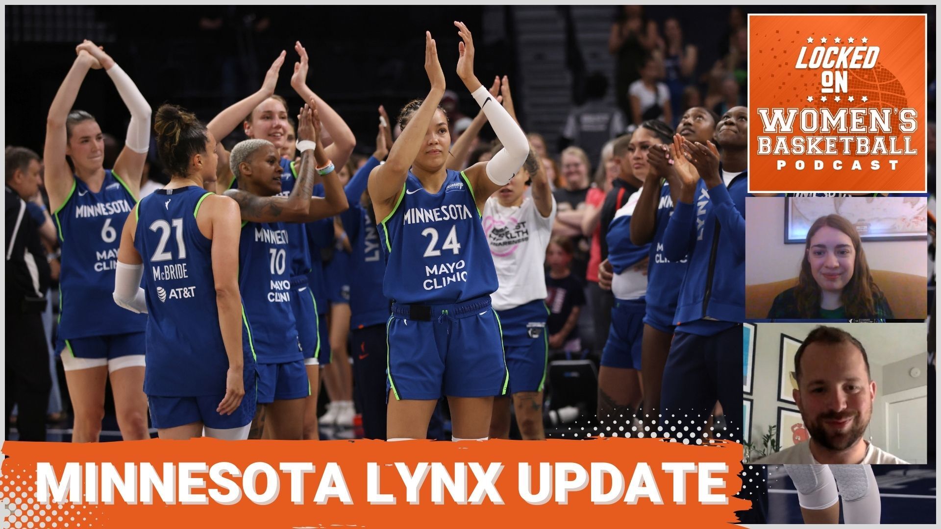 Members of the Minnesota Lynx wave to fans following a victory