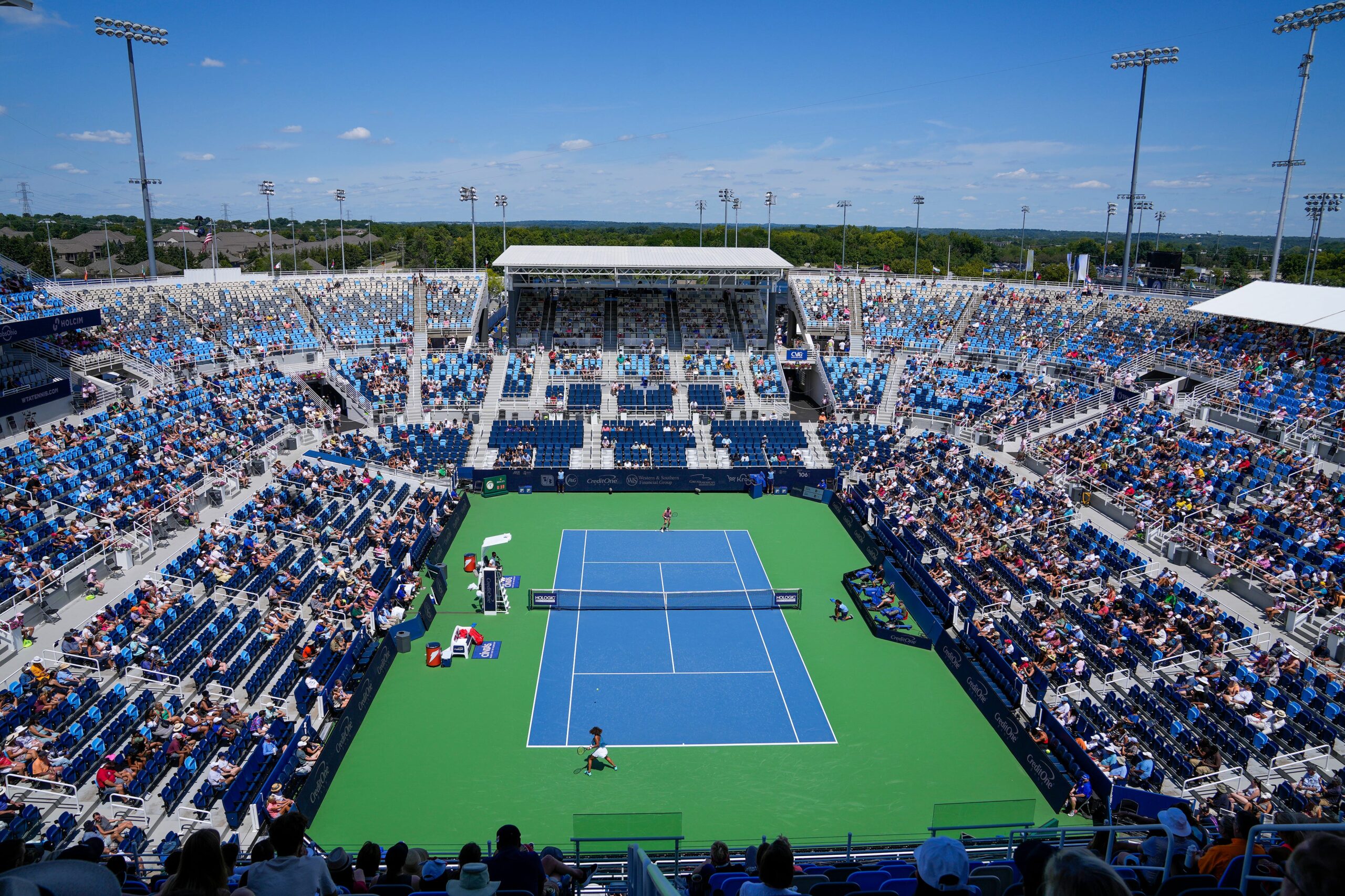 A view of Center Court as Naomi Osaka plays at the 2024 Cincinnati Open