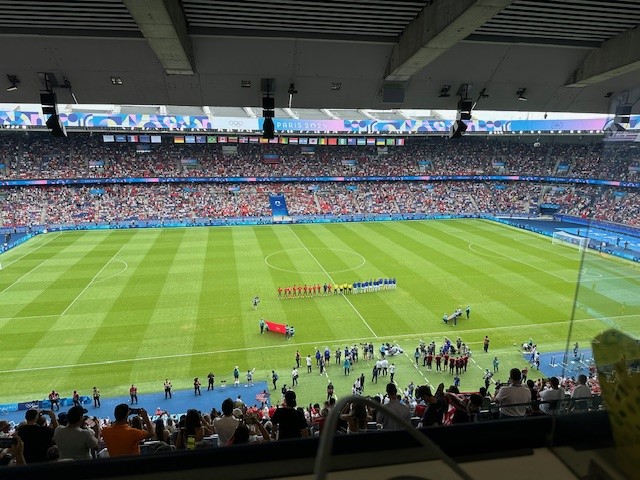 Field at Parc de Princes is pictured during the opening anthems