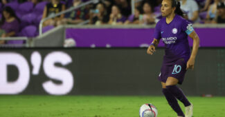 Marta dribbles the ball in a recent Orlando Pride game
