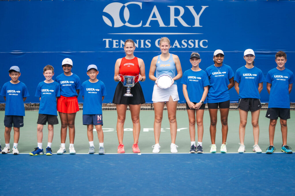 Maria Sholokhova and Elza Tomase pose after the 2024 ITA Women's All-American championship match