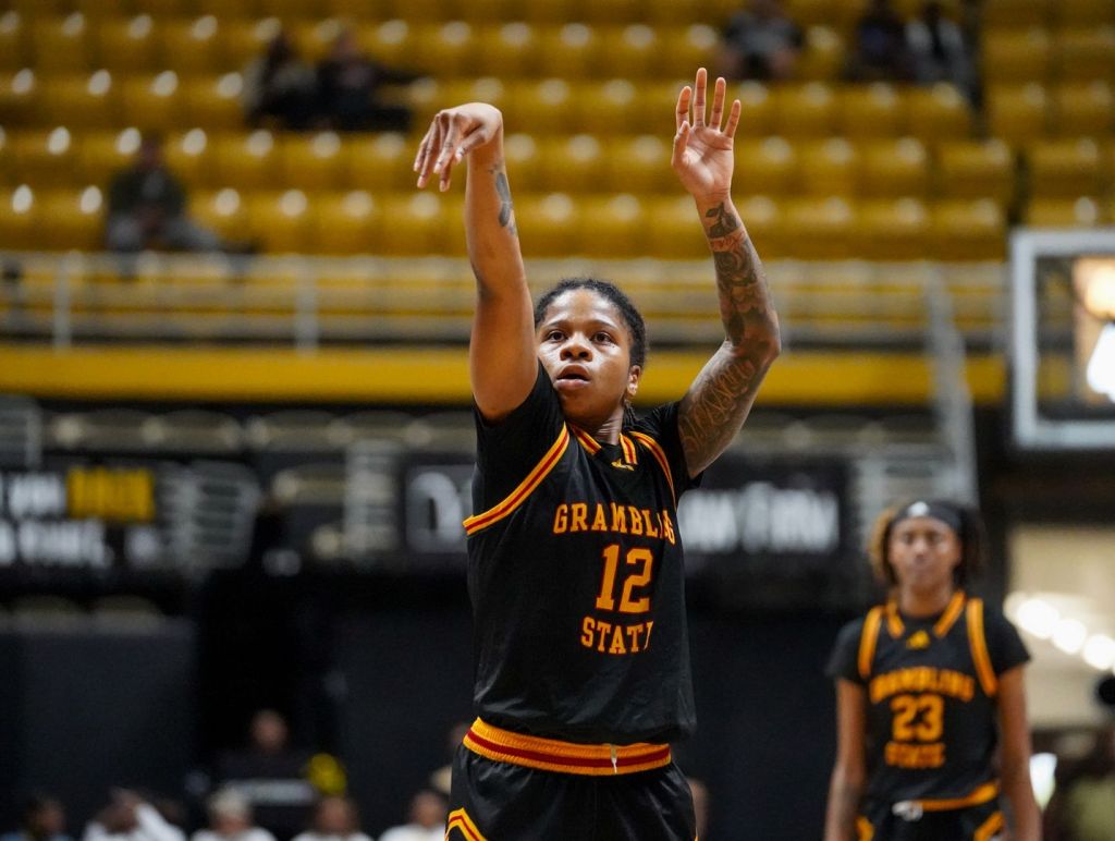 Grambling State guard Kahia Warmsley follows through on a free throw