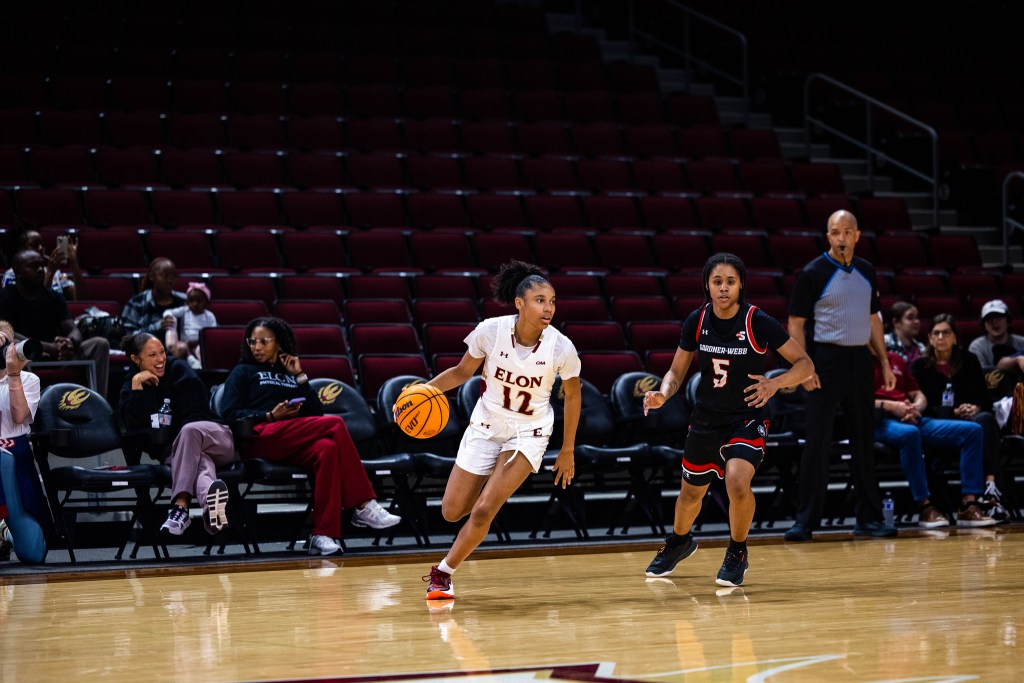 Elon's Laila Anderson handles the ball against Gardner-Webb on Friday, November 8, 2024.