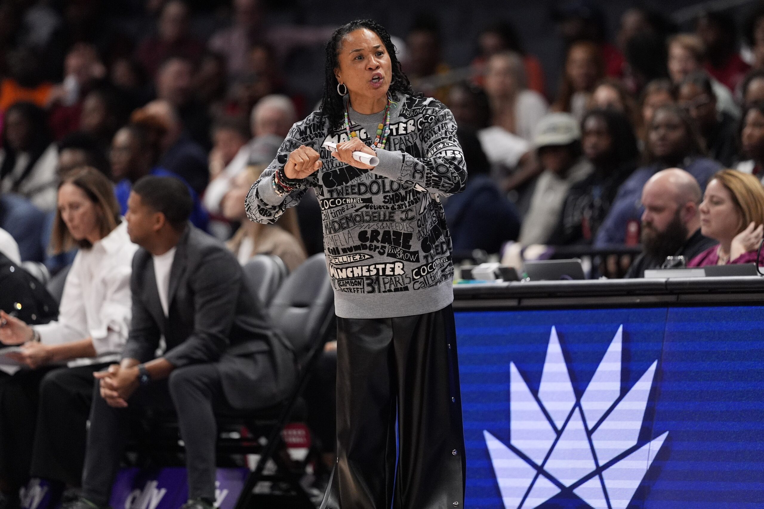 Dawn Staley guides her team from the sidelines