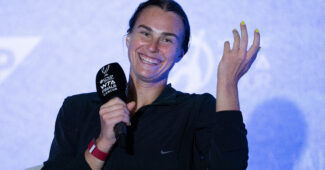 Aryna Sabalenka speaks at the 2023 WTA Finals