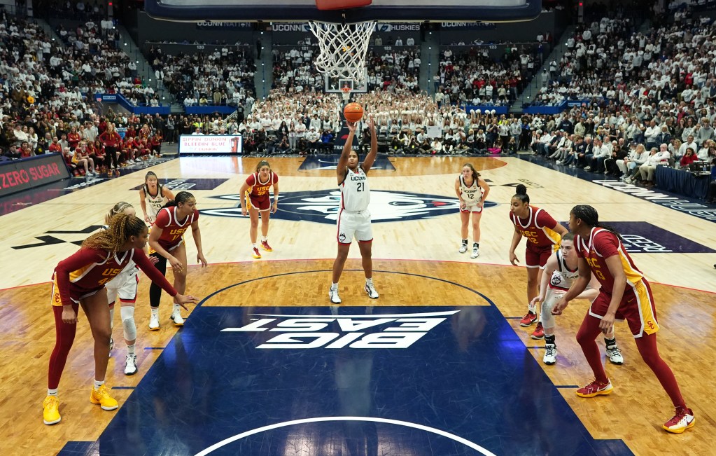 Sarah Strong shoots a free throw