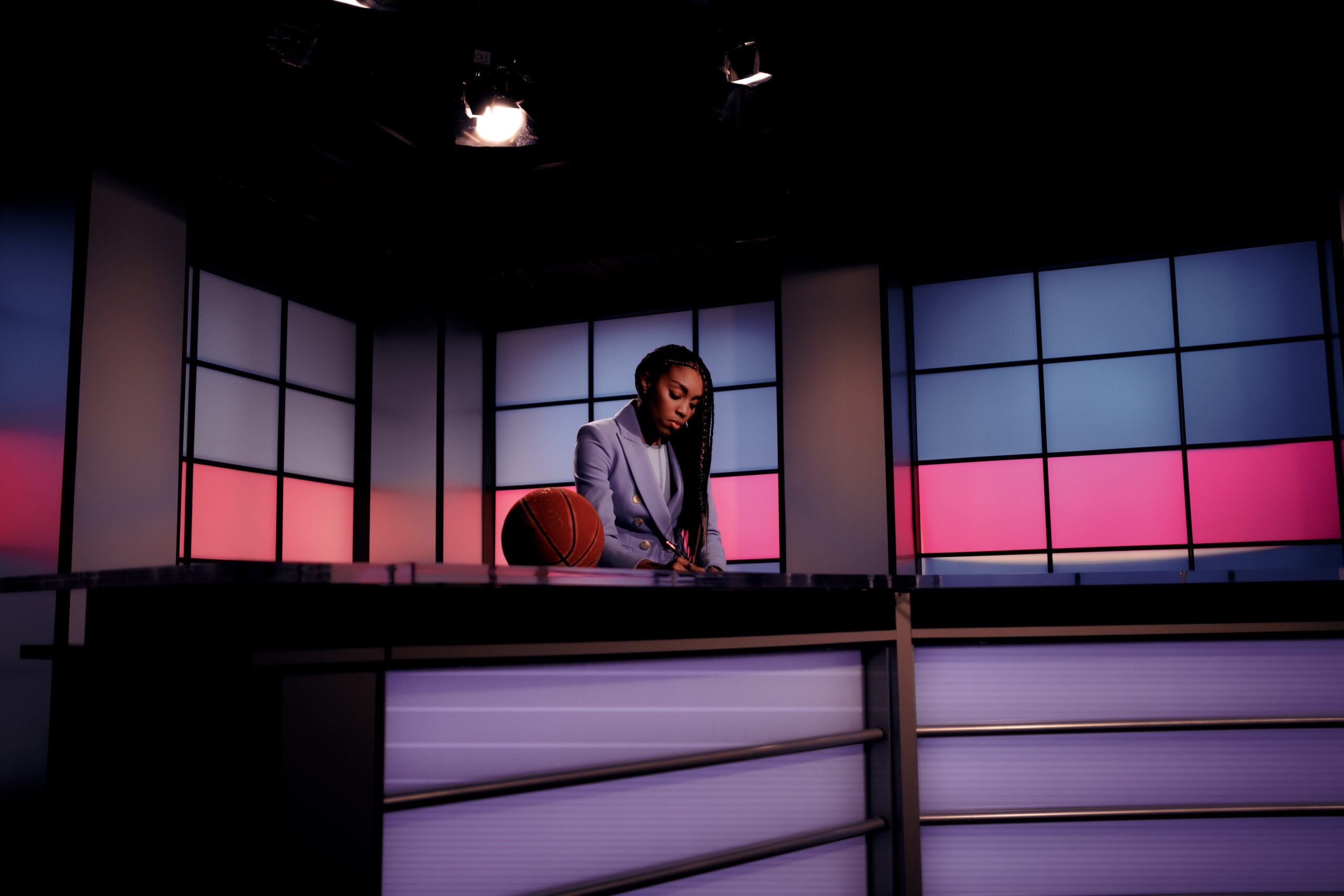 Renee Montgomery has many roles and here she's preparing for a broadcast. (Photo credit: Roku)