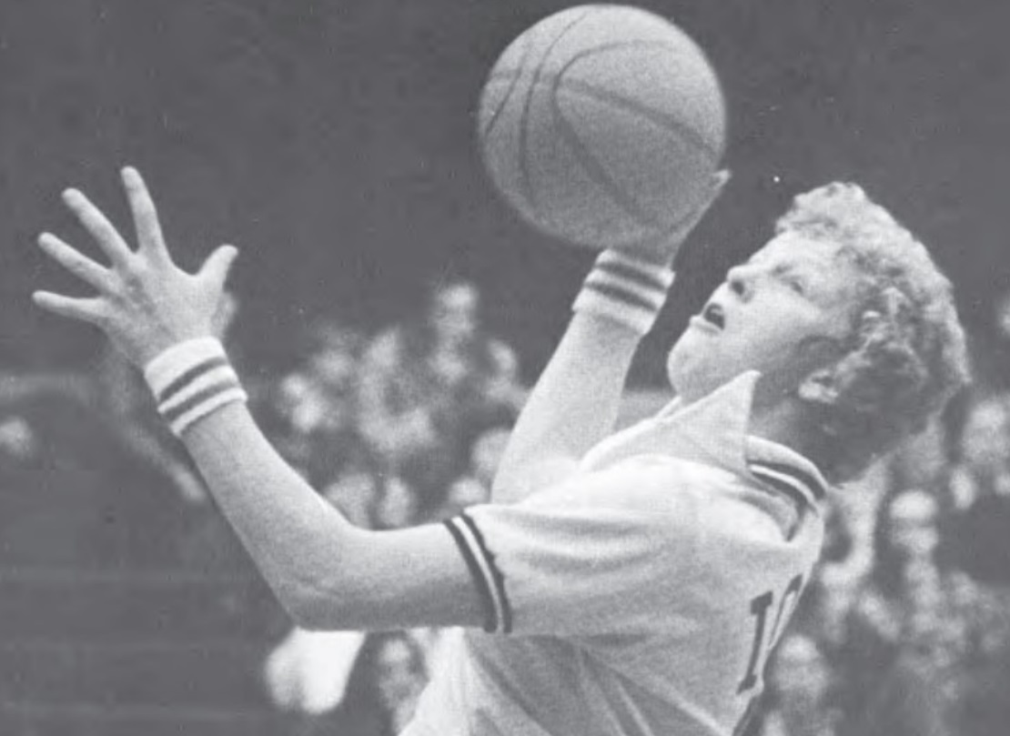 Cindy Haugejorde shoots for the Iowa Hawkeyes in the 1970s.