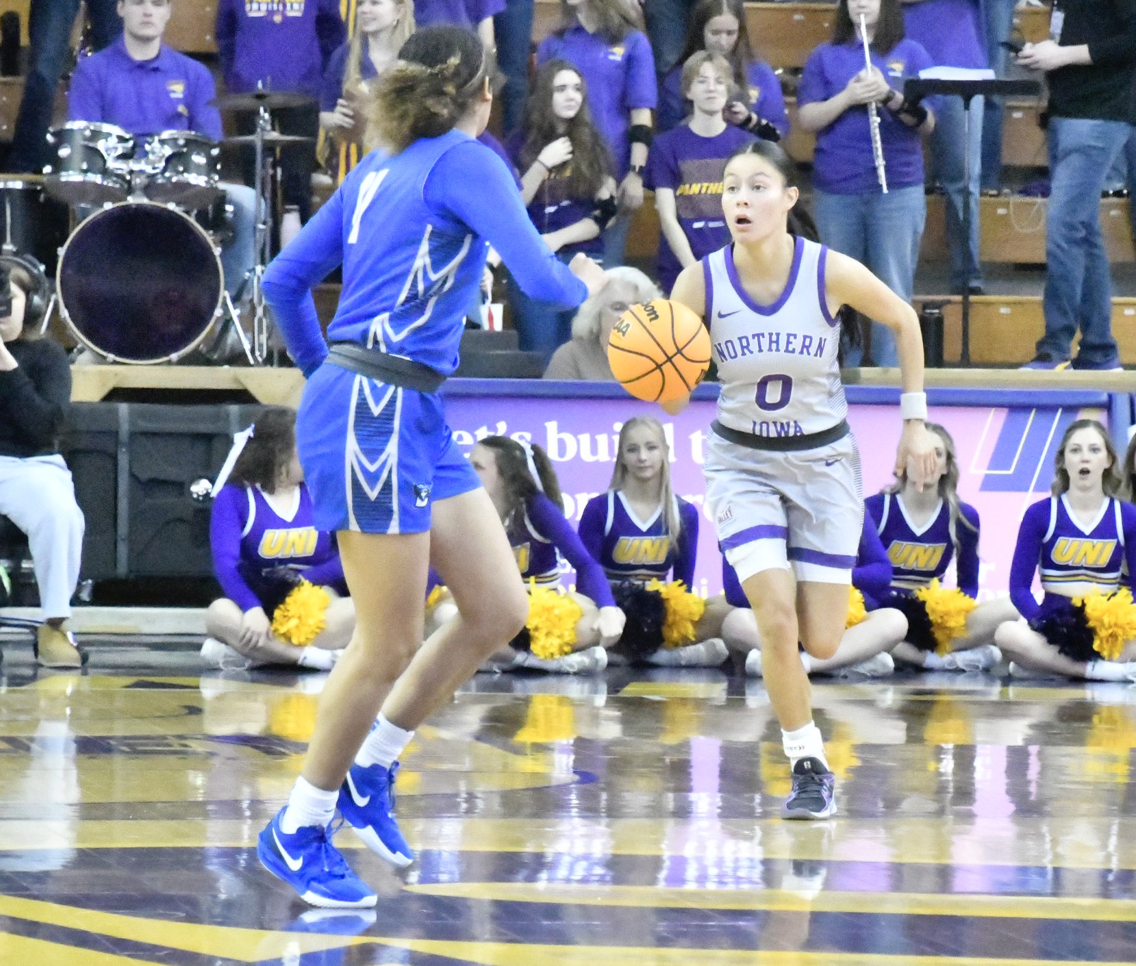 Maya McDermott of UNI against Creighton.