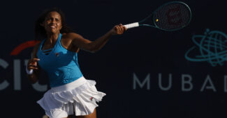 Robin Montgomery hits a forehand at the 2024 Mubadala Citi DC Open.