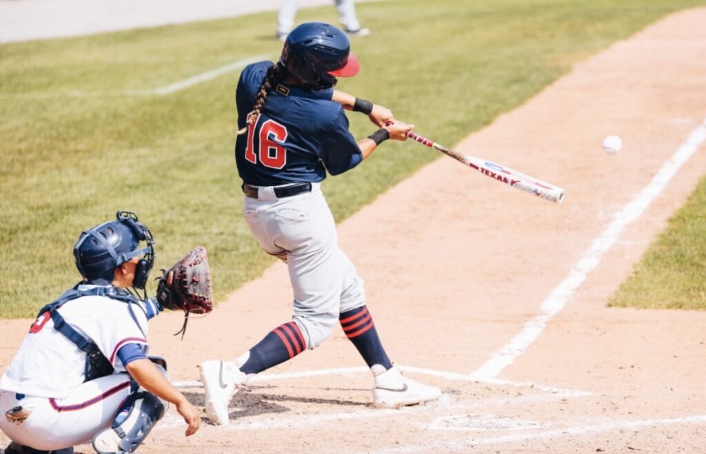 Alex Hugo hits the ball.