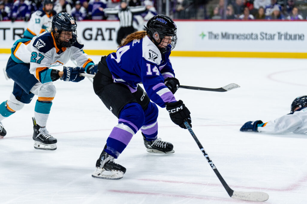 Dominique Petrie of the Minnesota Frost skates