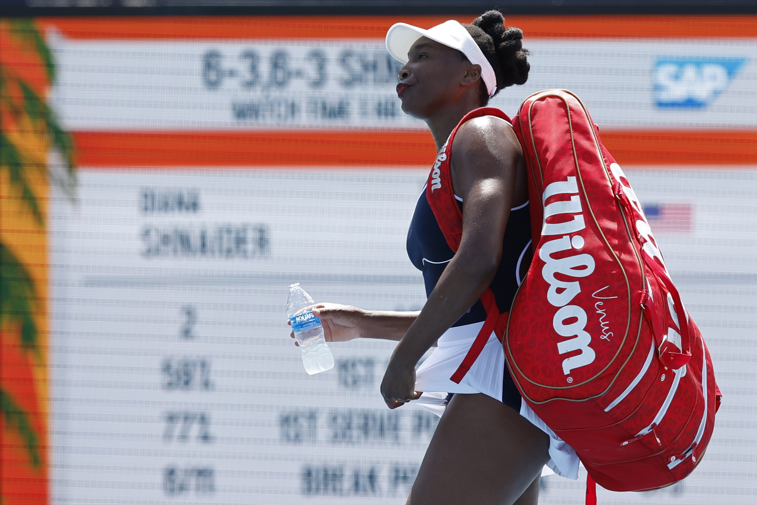 Venus Williams walks off court at the 2024 Miami Open, the last active WTA match she's played