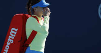 Simona Halep walking on court at the 2024 Miami Open