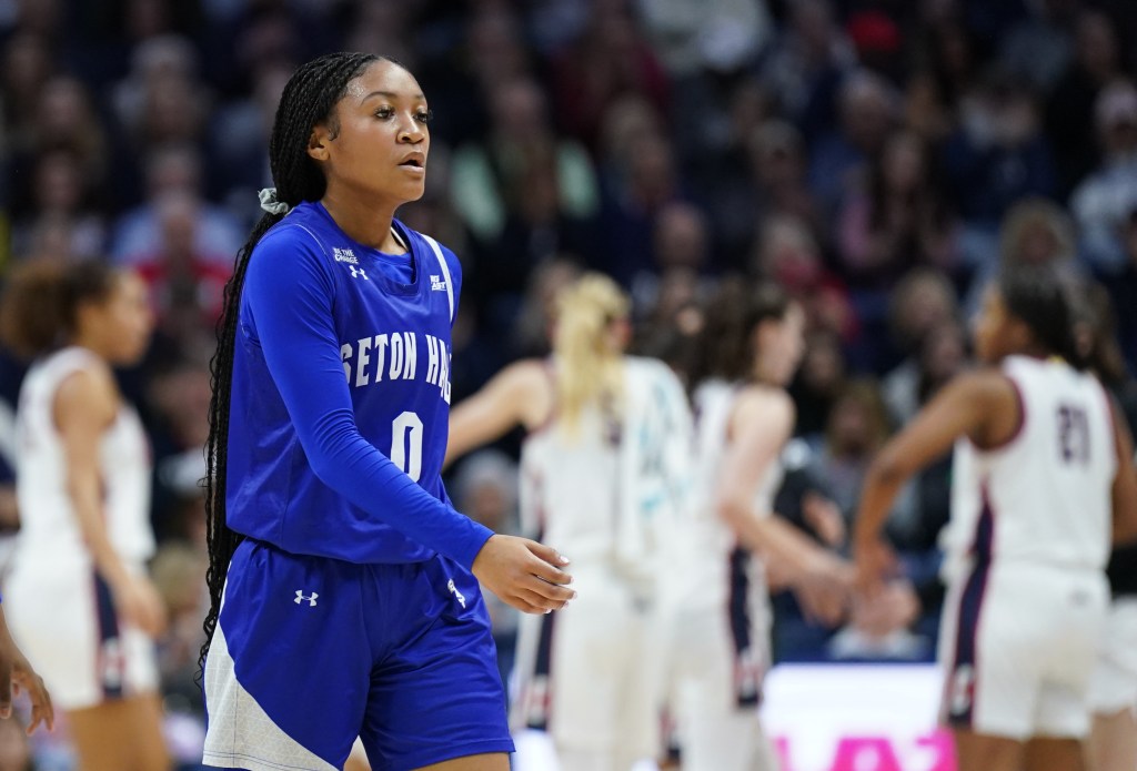 Seton Hall Pirates guard Jada Eads walks to the bench