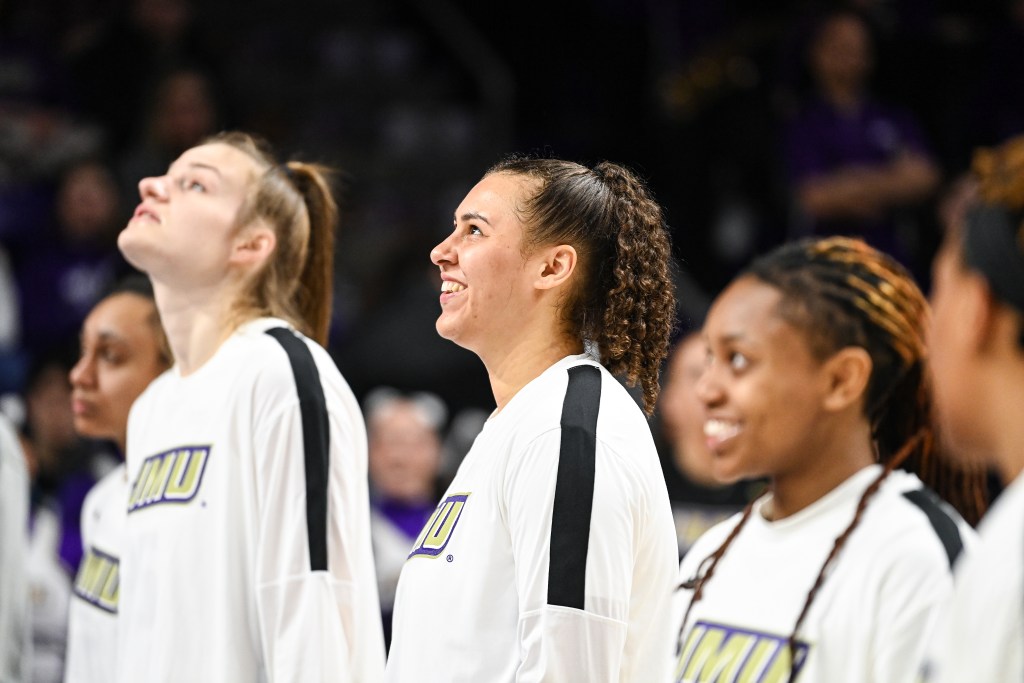 Peyton McDaniel pregame against Ball State. (Photo credit: James Madison Athletics)