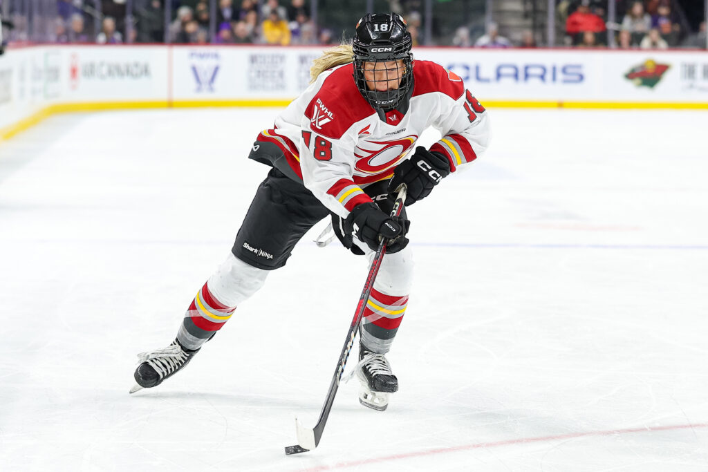 Ottawa Charge forward Mannon McMahon skates during a PWHL game