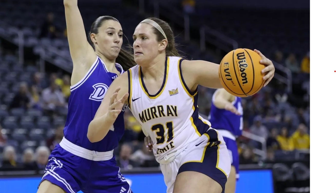 Murray State forward Katelyn Young (31) drives against Drake.
