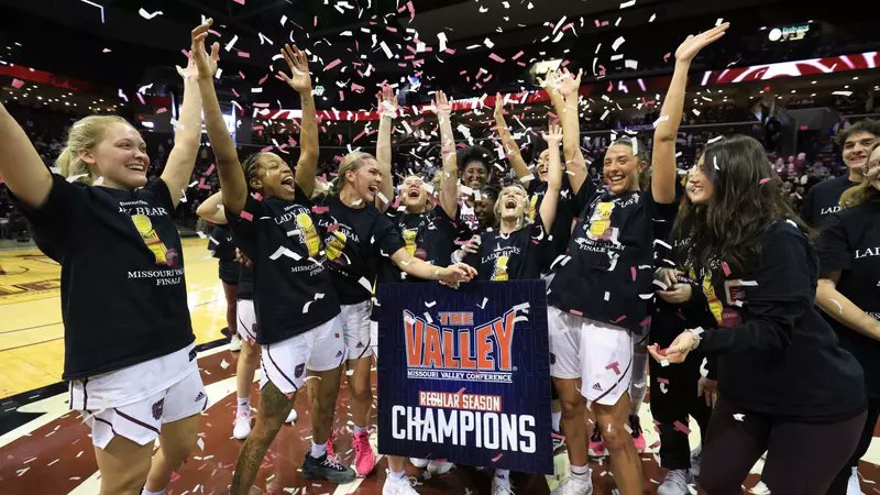 Missouri State celebrates a share of the Missouri Valley Conference regular season championship.