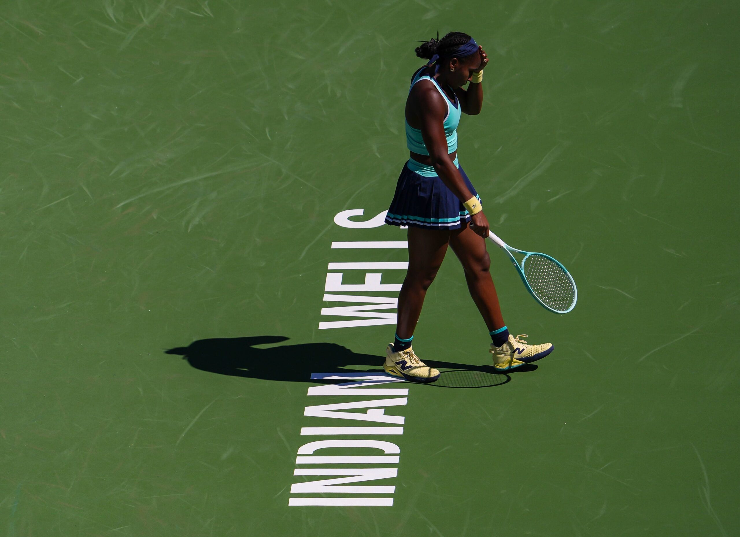 Coco Gauff in action at the 2025 BNP Paribas Open