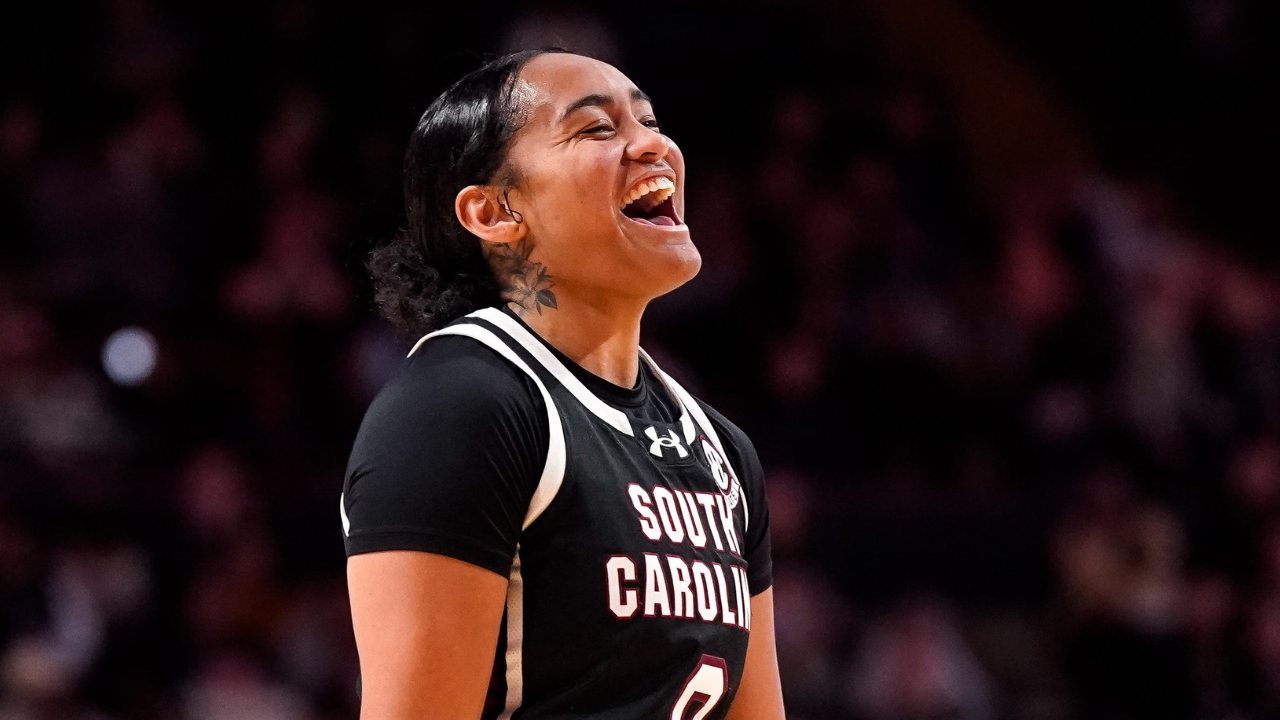 South Carolina guard Te-Hina Paopao (0) reacts after her team was fouled during the fourth quarter against the Vanderbilt at Memorial Gym in Nashville, Tenn., Sunday, Feb. 23, 2025. (Photo credit: Andrew Nelles / The Tennessean / USA TODAY NETWORK via Imagn Images)