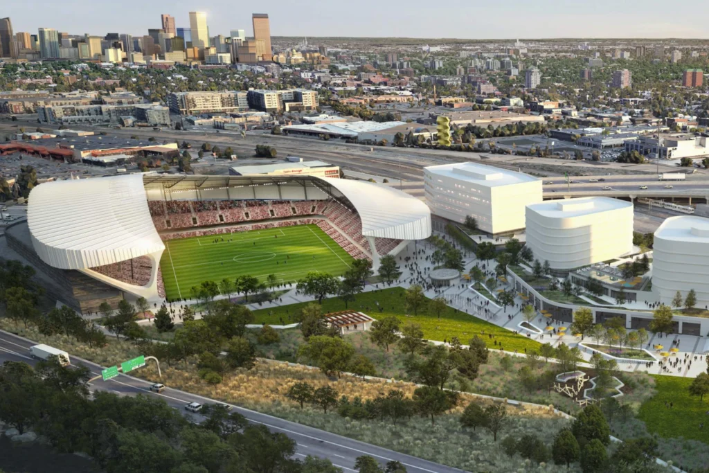 A virtual rendering of the future Denver NWSL stadium