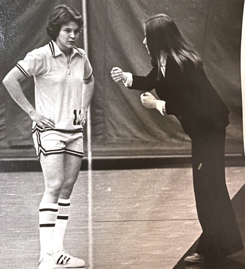 Iowa guard Sue Beckwith and coach Lark Birdsong.