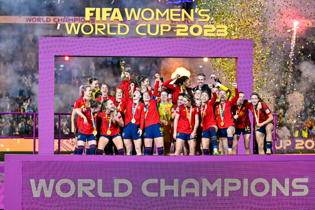 Aug 20, 2023; Sydney, AUSTRALIA;   Spain World Champions FIFA Women’s World Cup 2023 Final Spain v England at Stadium Australia (Accor Stadium) 20 August 2023, Sydney, Australia.  Mandatory Credit: Keith McInnes/Sipa USA via USA TODAY Sports