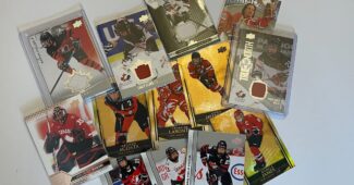 Team Canada trading cards displayed on a table