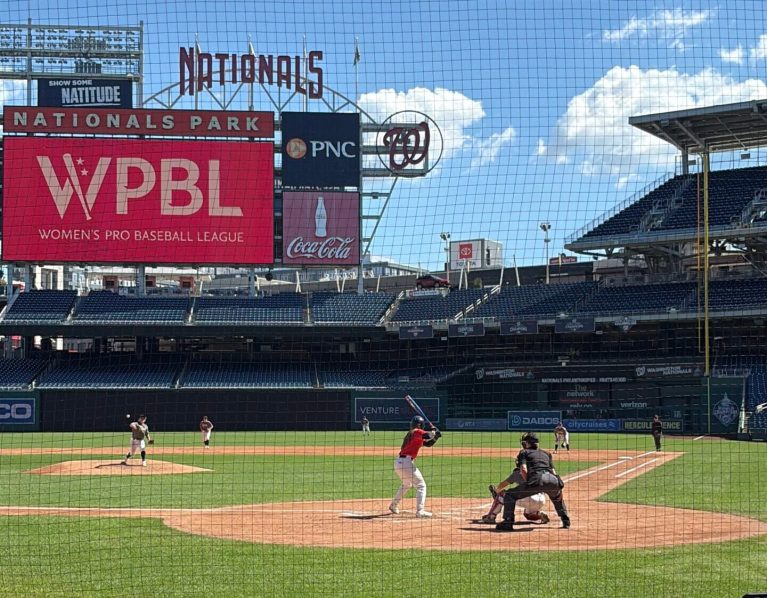 Action from WPBL tryouts at Nationals Park.