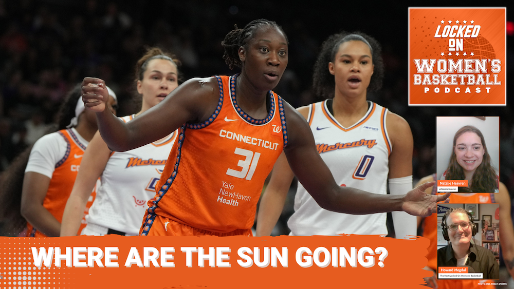 Connecticut Sun center Tina Charles is featured in an image promoting the Locked On WBB episode titles "Where are the Sun going?"