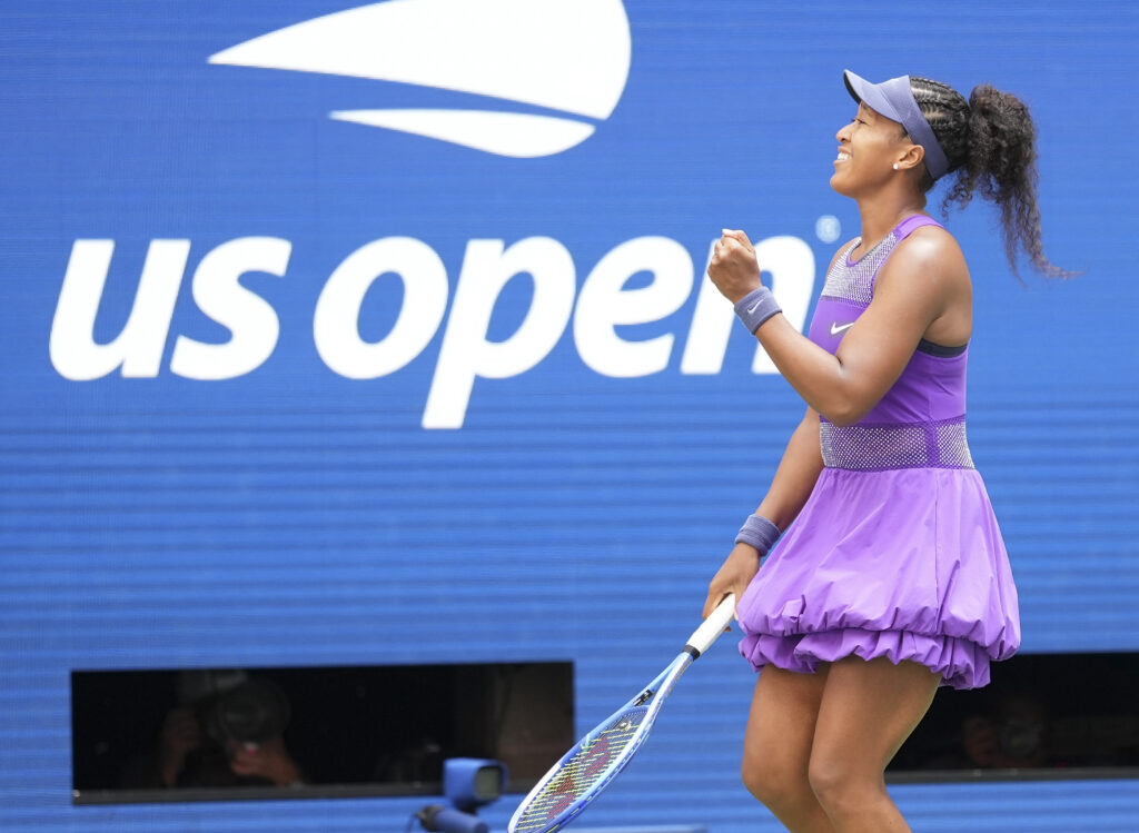 Naomi Osaka celebrates her fourth round win at the 2025 U.S. Open