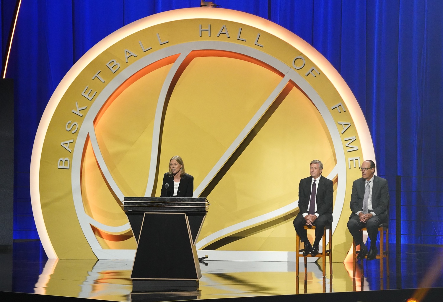 Val Ackerman speaks at her Hall of Fame induction.
