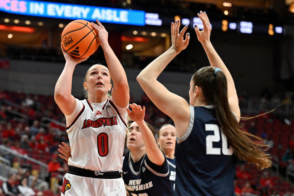 Laura Ziegler of the Louisville women's basketball team shoots over a defender during a recent game.