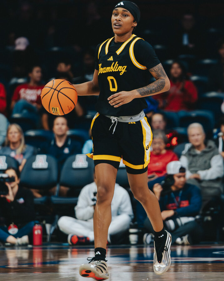 Grambling State's Shaniah Nunn brings the ball up the floor.