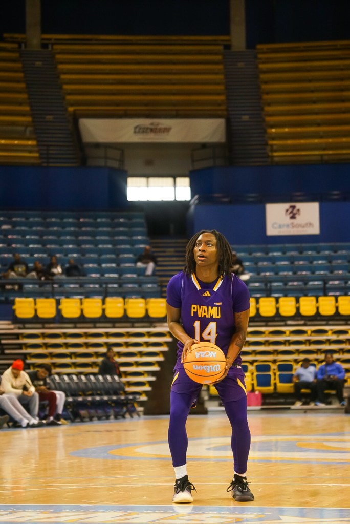 Prairie View A&M's C.J. Wilson prepares to shoot a free throw in a recent game.