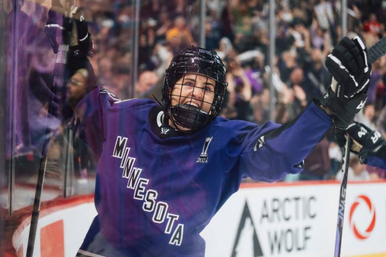 Michela Cava celebrates a goal in the 2024 Walter Cup Final