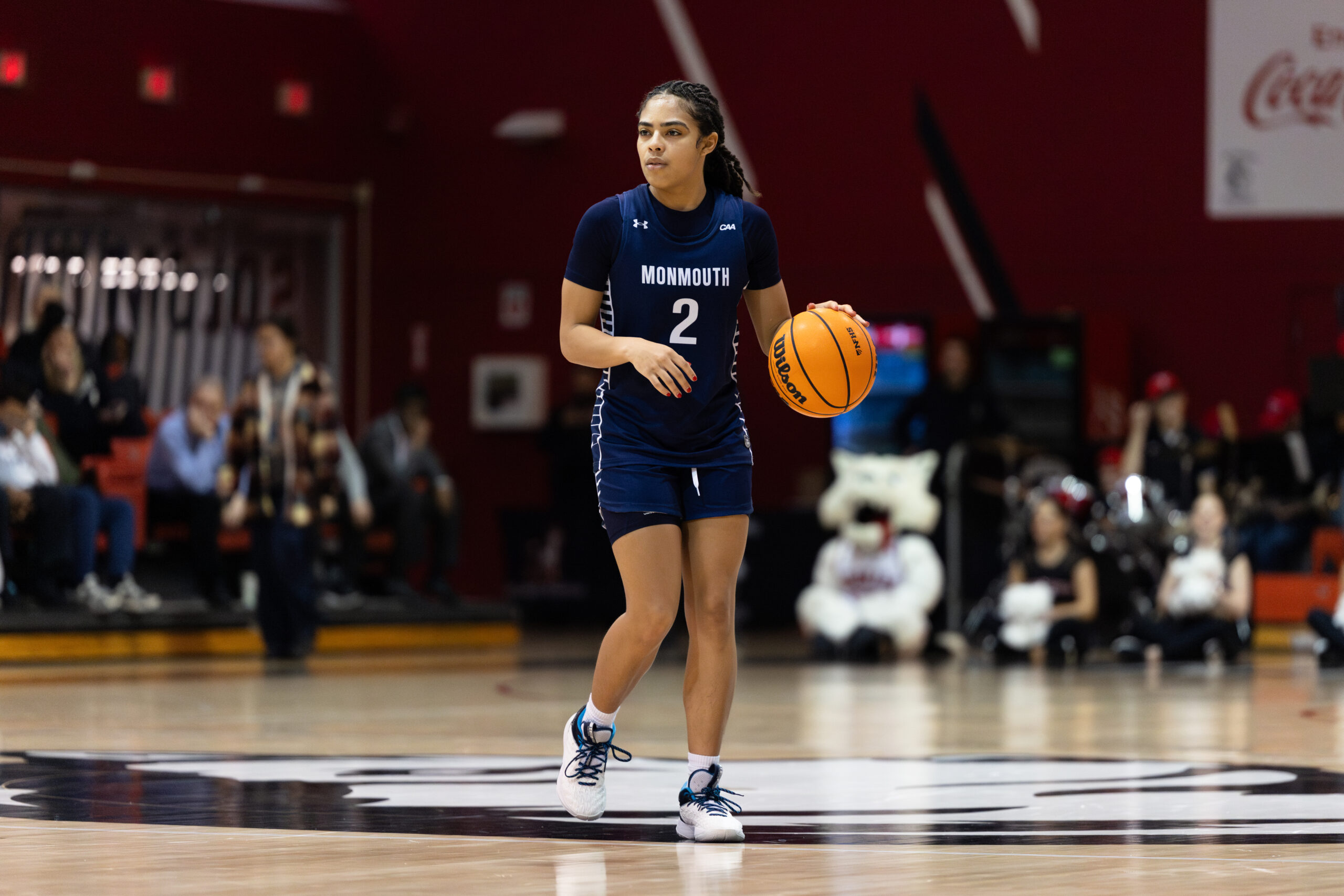 Monmouth guard Gigi Gamble dribbles during a recent game at Northeastern