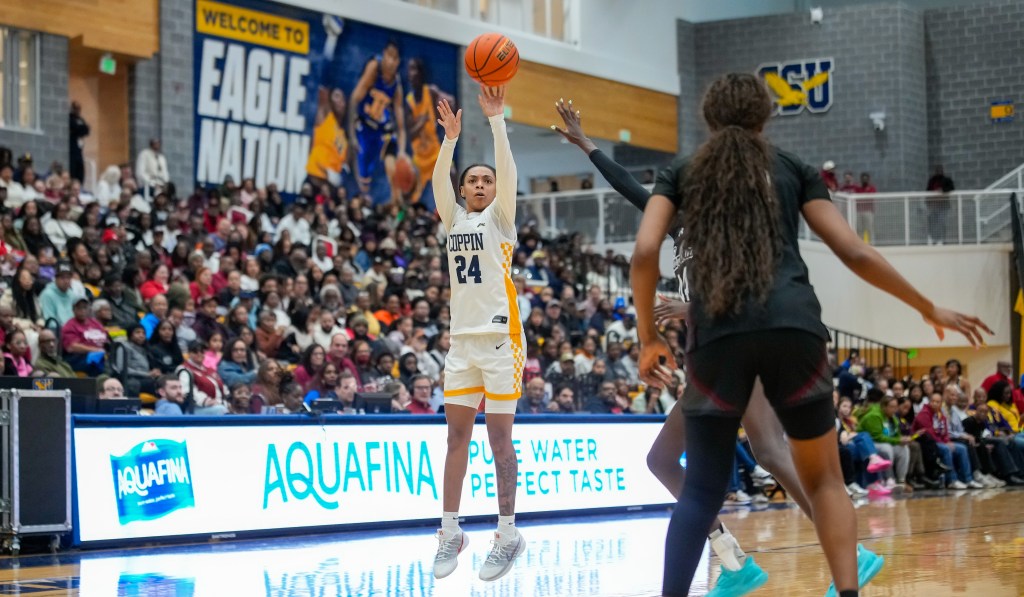 Coppin State's Khila Morris shoots the ball during a game against South Carolina.