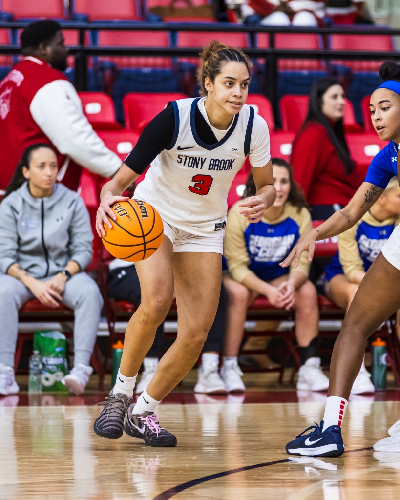 Janay Brantley looks for room to dribble in a non-conference earlier this season.